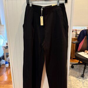 NWT MAX STUDIO Cropped Wide Leg Trousers MidRise Black Size Medium
